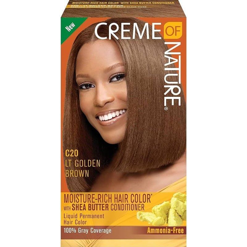Creme Of Nature Haarkleur Kit – Vochtinbrengende Kleur C20 Licht Gouden Bruin 118ml