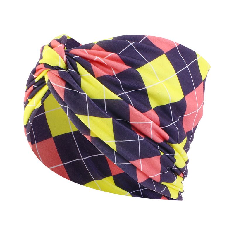 Designers Bloemmotief Brede Haarband – Vintage Knoop in Geel, Blauw, Rood 1 stuk