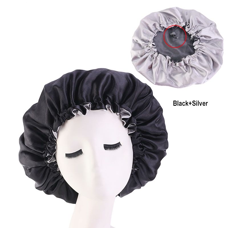 MHS Satin Haar Bonnet – Dubbele Laag met Verstelbare Band 36cm