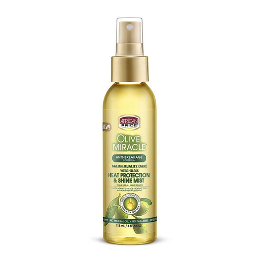 African Pride Olive Heat Protection Shine Mist – Bescherming en Glans voor Alle Haartypes 118ml