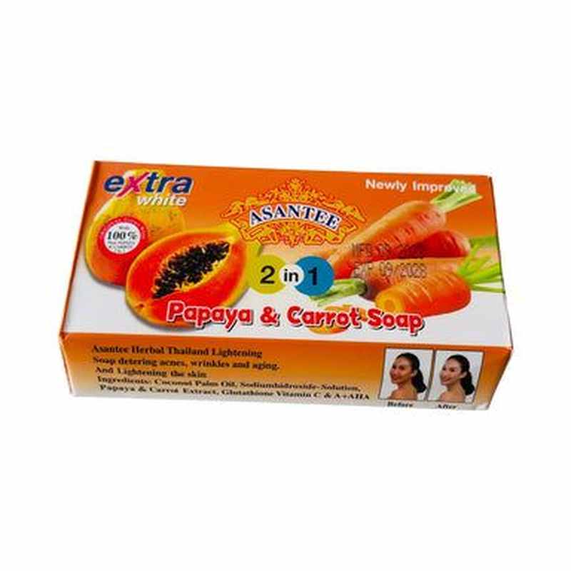 Asantee Papaya & Carrot Zeep – Verhelderende Zeep voor Alle Huidtypen 160g