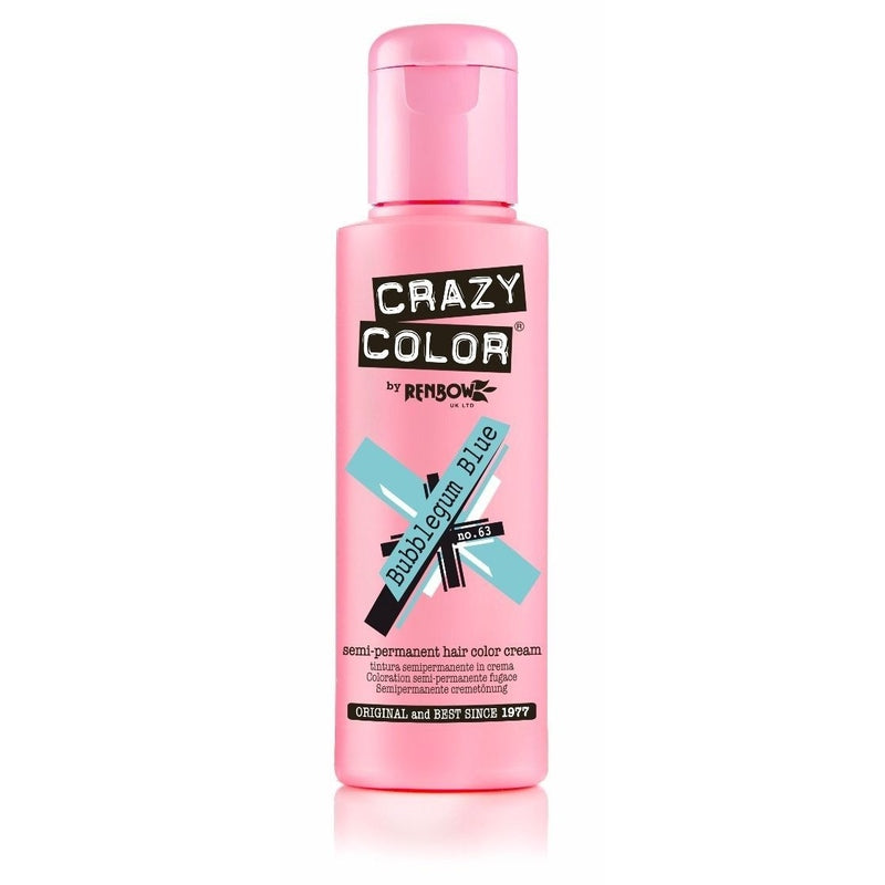Crazy Color Haarkleur – Semi-Permanente Crème Bubblegum Blue 100ml