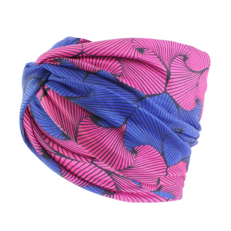 Designer Bloemenprint Brede Haarband – Vintage Knoop in Blauw-Paars