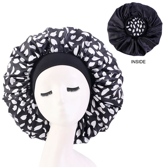MHS Satin Silky Bonnet – Extra Grote Slaapcap met Bloemenpatroon HBAX